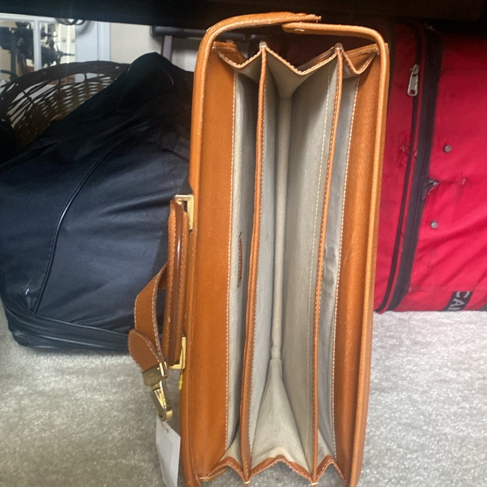 Prada Tan Leather Vintage-Inspired Briefcase - Picture 9 of 9